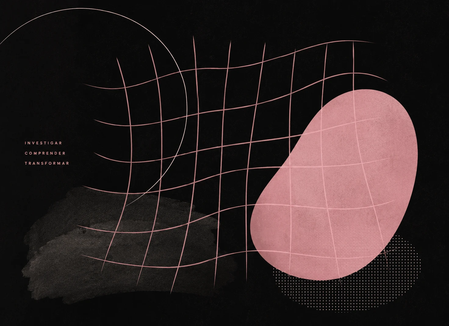 Retícula abstracta rosa sobre negro para consultoría e incidencia institucional