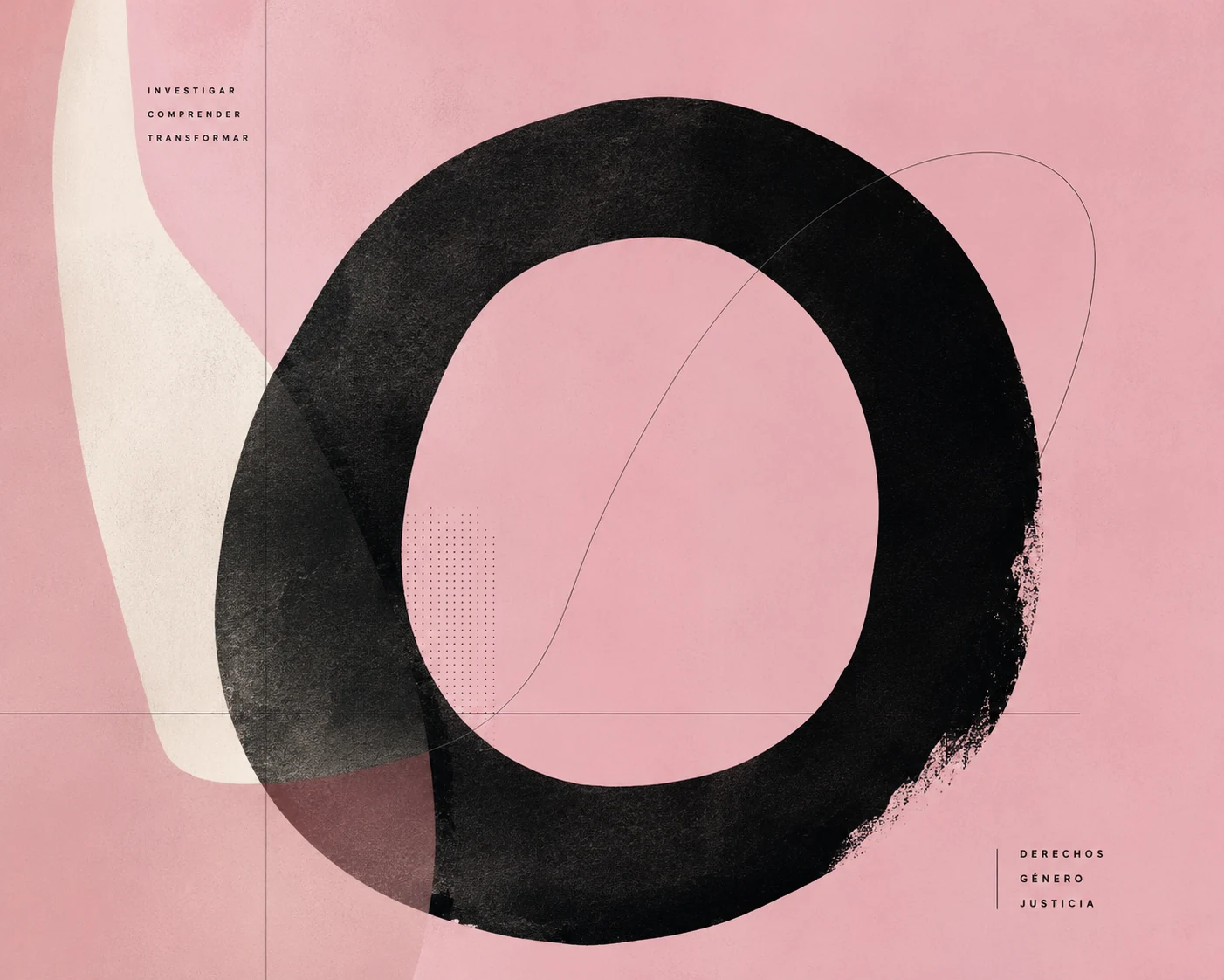 Composición abstracta en rosa y negro para investigación y análisis jurídico